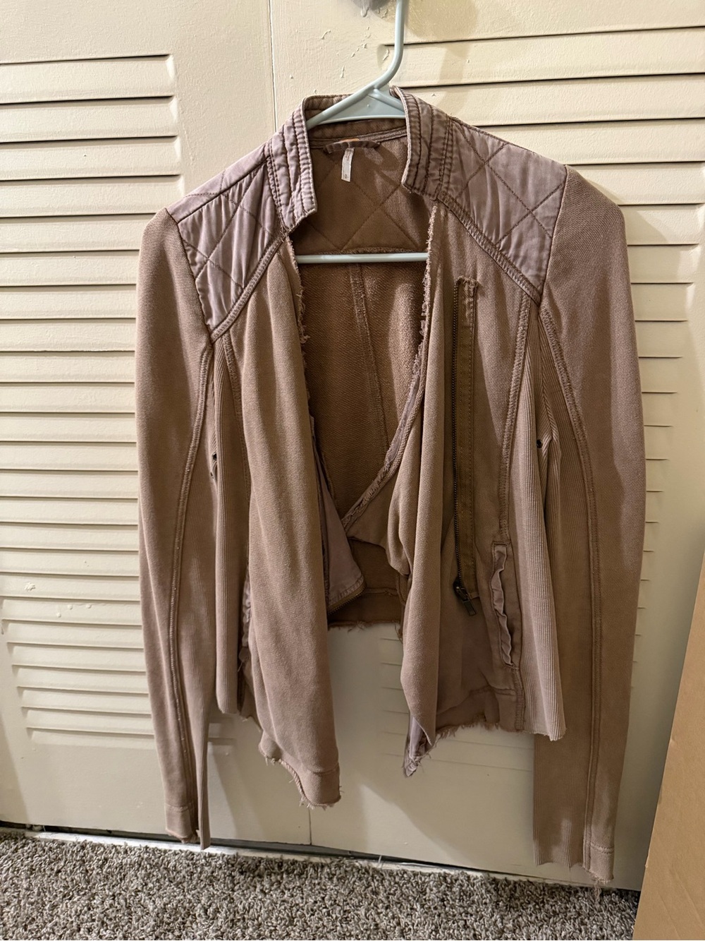 Free People Taupe Draped Moto Jacket